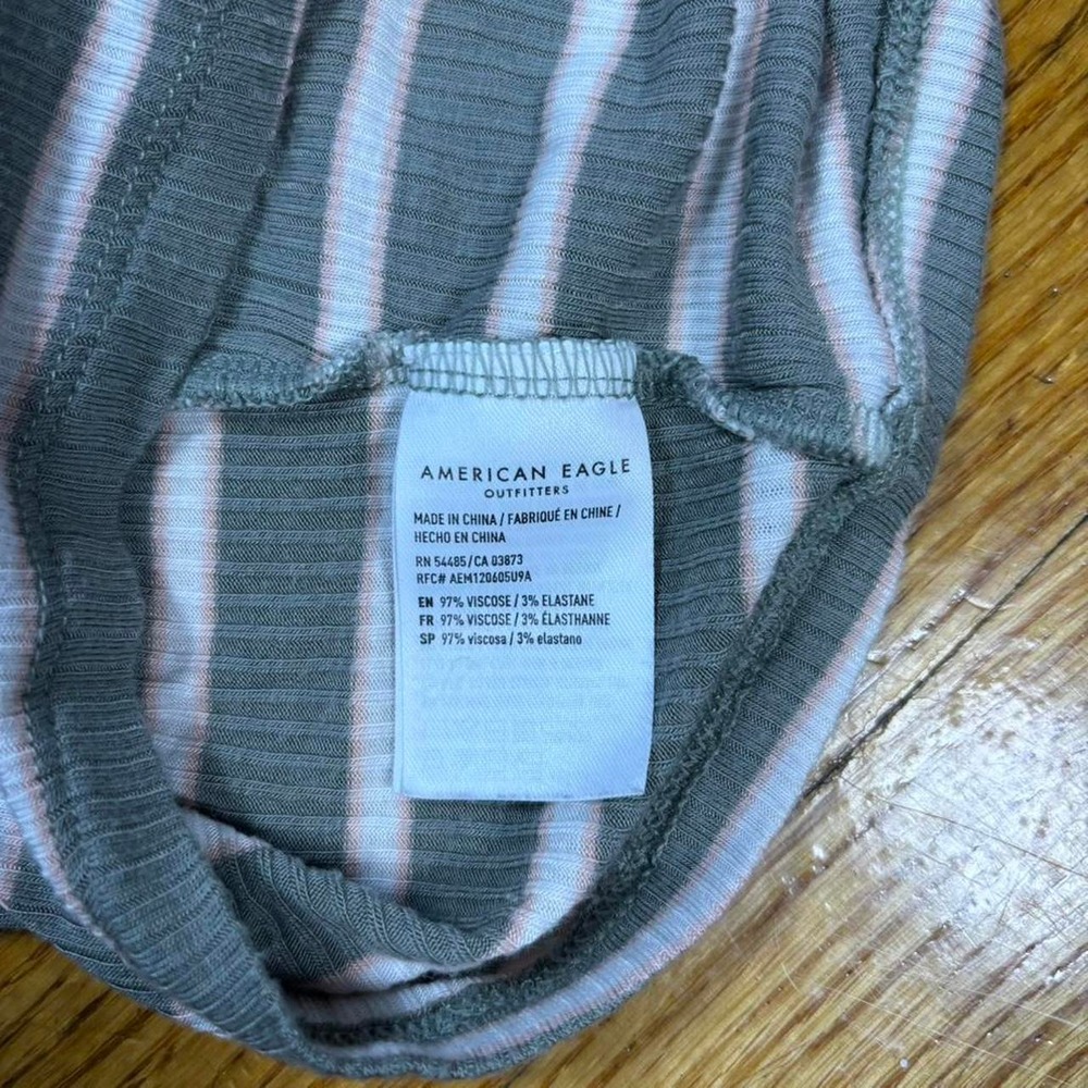 Y2K American Eagle green and white pink striped tube strapless top - Picture 3 of 7